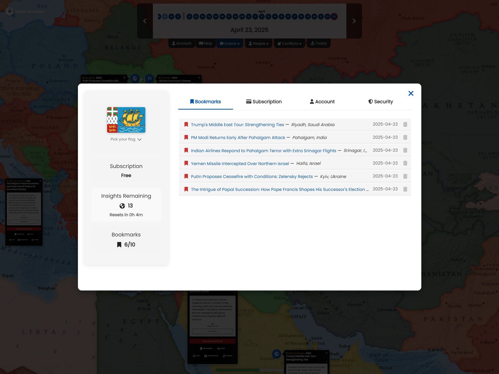 Bookmarks Screenshot